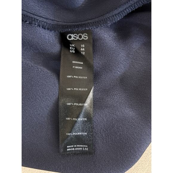 ASOS Bridesmaid's Maxi Dress Womens 12 Navy Lagenlook Fairy Goth Y2K Cape Top - Picture 13 of 15